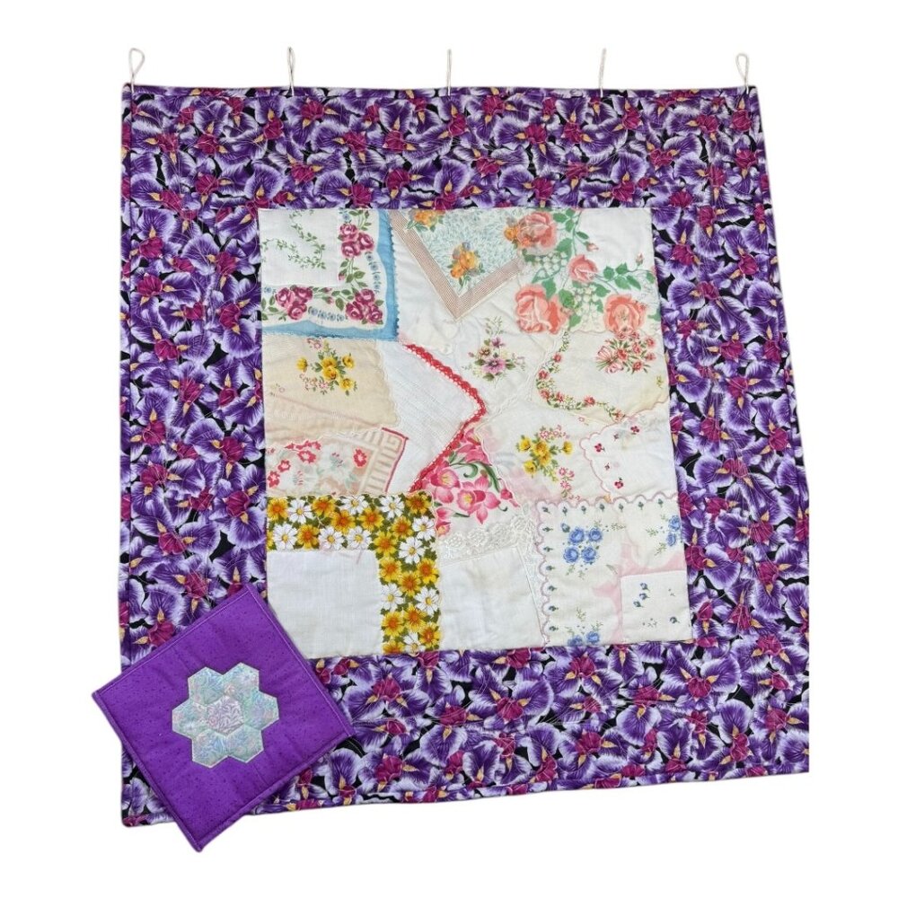 Vintage Handkerchief Quilt Wall Hanging‎